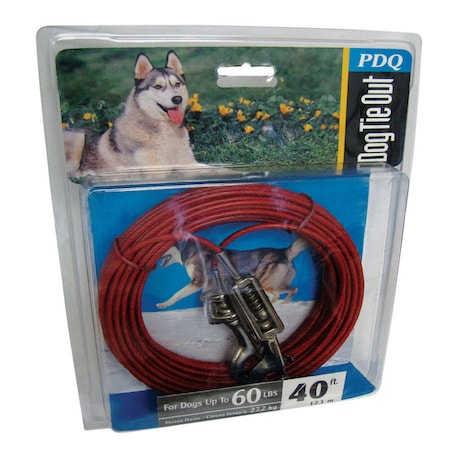 Pdq PDQ Red Vinyl Coated Cable Dog Tie Out Large Q3540SPG99